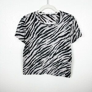 Stateside by Anthropologie Light Purple Zebra Print T-Shirt 100% Supima Cotton